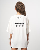 T-shirt Basique Blanc Oversize Femme '777' avec Détail en Impression 3D