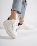 V-Harmony Women's White Shoes with Black Heel Tab (10)