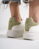 V-Harmony Women's White Shoes with Khaki Heel Tab (10)