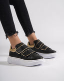 ‘Martin Valen Velocanto’ Women's Laceless Black-Gold Chunky Shoes (3)