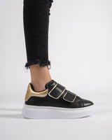 Scarpe Chunky Nero-Oro Senza Lacci da Donna Martin Valen Velocanto