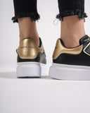 ‘Martin Valen Velocanto’ Women's Laceless Black-Gold Chunky Shoes (5)