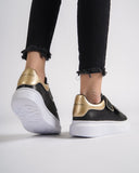 ‘Martin Valen Velocanto’ Women's Laceless Black-Gold Chunky Shoes (6)