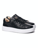 Urban Casual Lizard Pattern Black Leather Sneakers (2)