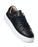 Urban Casual Lizard Pattern Black Leather Sneakers (4)