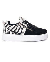 Zwart-Witte Custom Sneakers met Dubbele Rits voor Dames