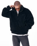 Men's Half Zip Borg Black Sweatshirt (5)