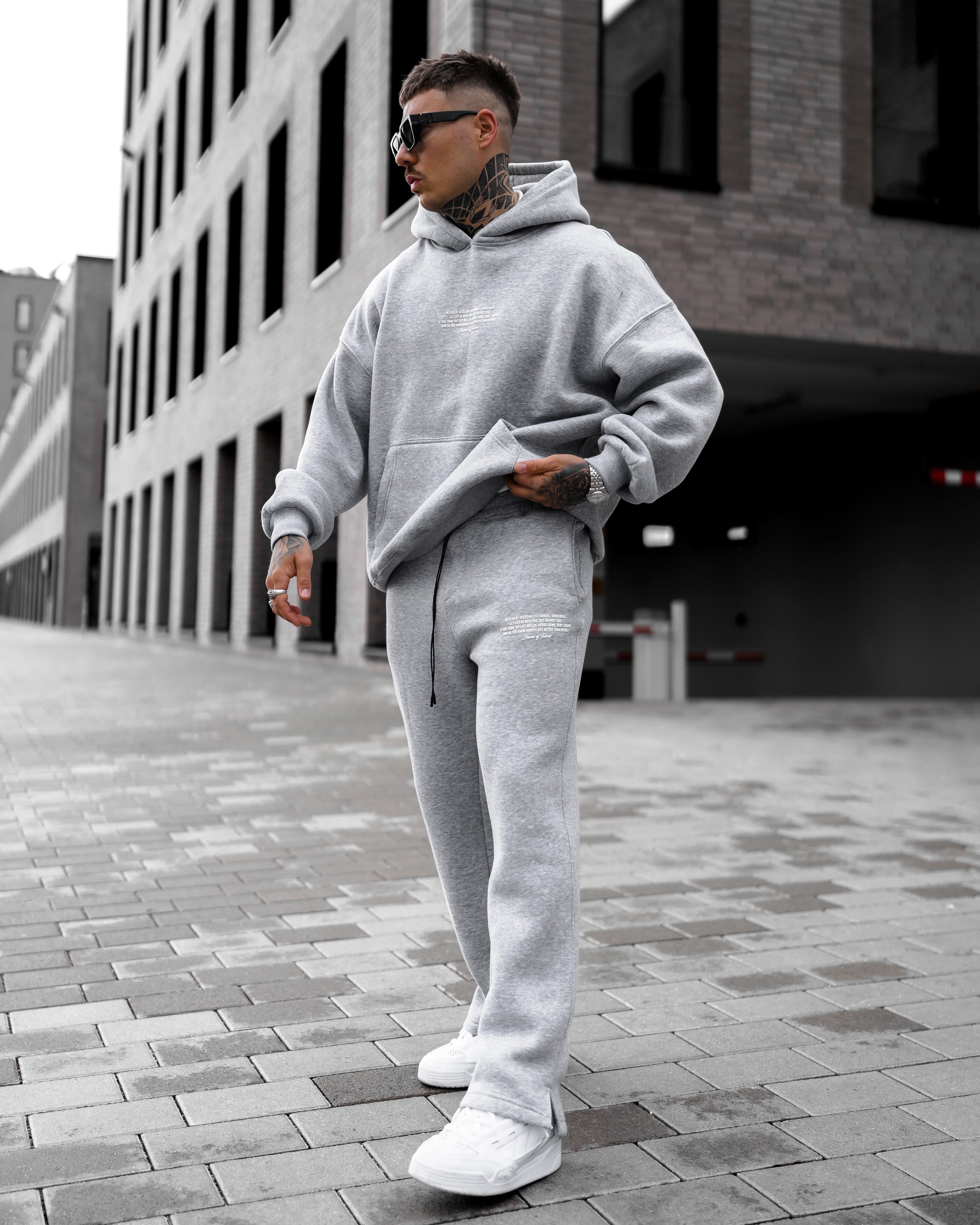 Rumi 3D Printed Oversized Gray Hoodie Tracksuit | Martin Valen
