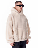 Beige Plush Hoodie With Embroidery Print (3)