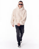 Beige Plush Hoodie With Embroidery Print (6)