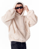 Beige Plush Hoodie With Embroidery Print (7)