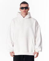 Minimalistische Witte Oversized Hoodie met Mouwprint