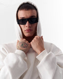 Minimalist Sleeve Printed White Oversized Hoodie (2)