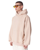 Minimalist Sleeve Printed Beige Oversized Hoodie (6)