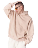 Minimalist Sleeve Printed Beige Oversized Hoodie (3)