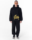 Pocket Embroidery Oversized Black Hoodie (6)