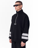Sleeve Striped Half-Zipper Black Sweatshirt (6)