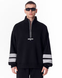Sleeve Striped Half-Zipper Black Sweatshirt (7)
