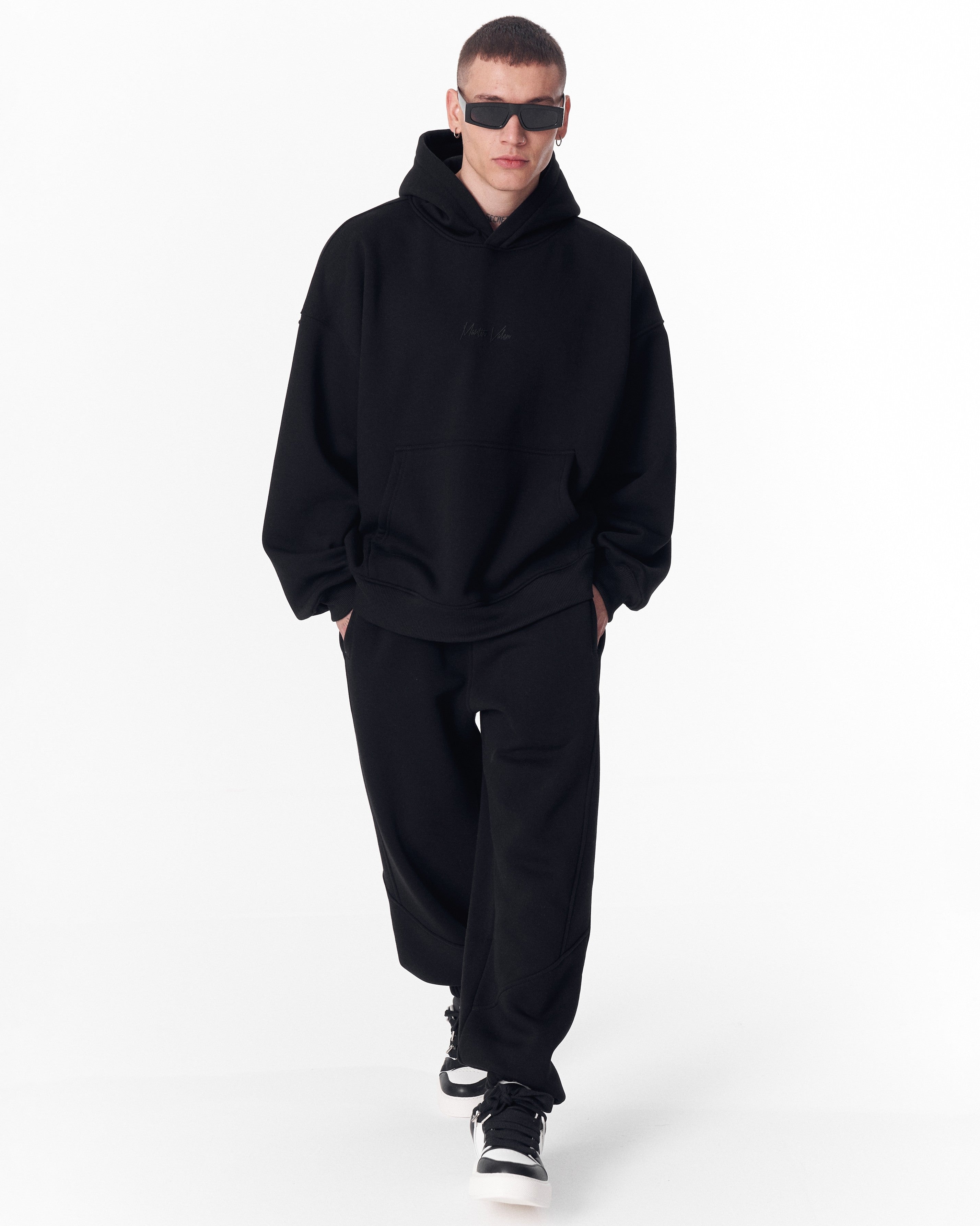 Back Embroidery Oversized Black Hoodie | Martin Valen