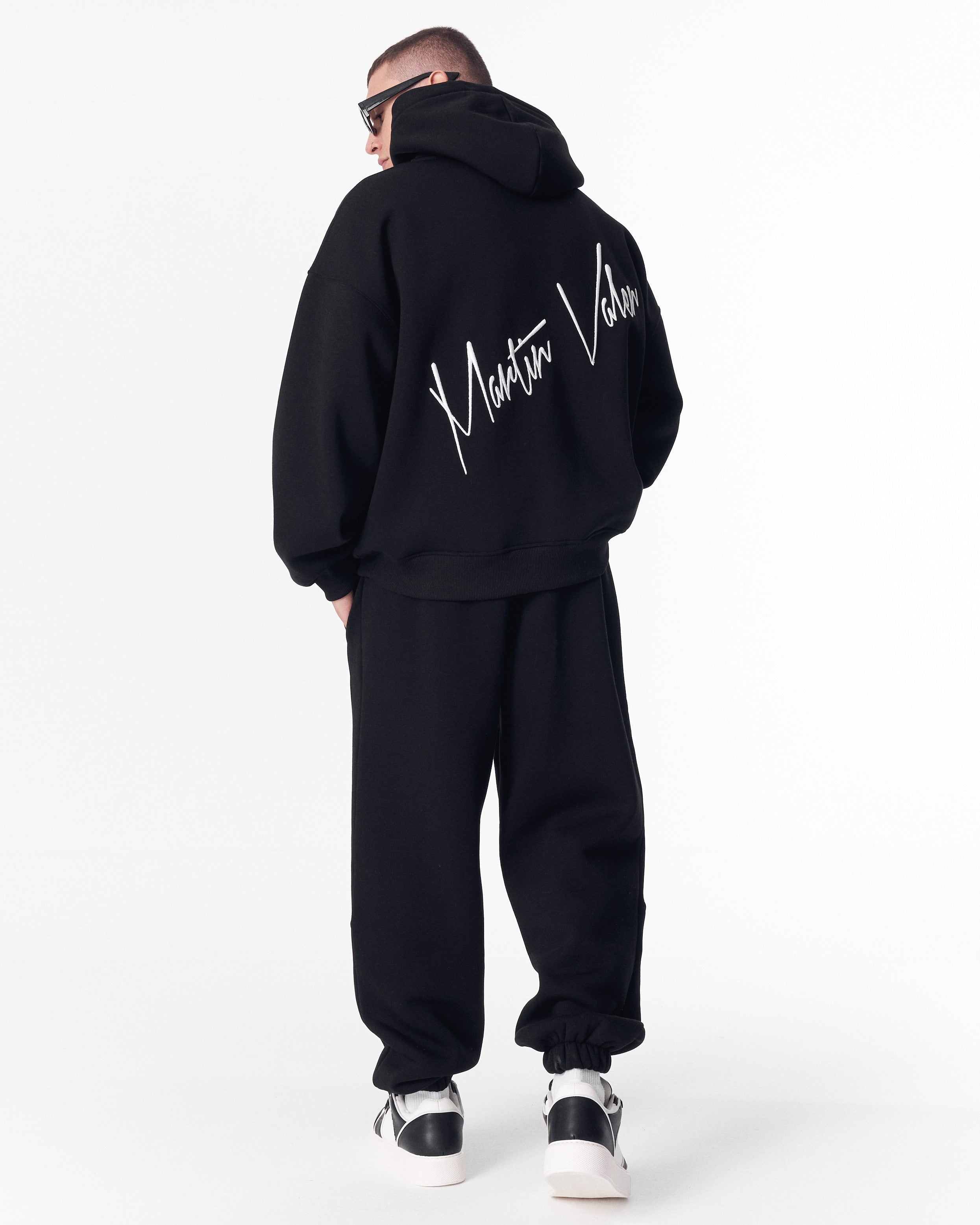 Back Embroidery Oversized Black Hoodie | Martin Valen