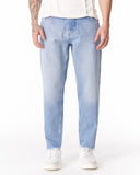 Men's Light Blue Straight Leg Raw Hem Jeans (2)