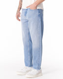 Men's Light Blue Straight Leg Raw Hem Jeans (3)
