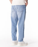 Men's Light Blue Straight Leg Raw Hem Jeans (4)