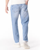 Men's Light Blue Straight Leg Raw Hem Jeans (8)