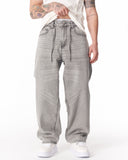 Men's Baggy Fit Gray Jeans with Denim Drawstring