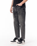 Men's Faded Black Straight Leg Raw Hem Jeans (2)