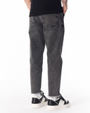 Men's Faded Black Straight Leg Raw Hem Jeans (3)