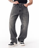 Men's Baggy Fit Faded Black Jeans with Denim Drawstring (7)