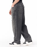 Men's Baggy Fit Faded Black Jeans with Denim Drawstring (9)