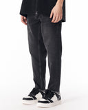 Men's Black Straight Leg Raw Hem Jeans (2)