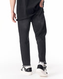 Men's Black Straight Leg Raw Hem Jeans (6)