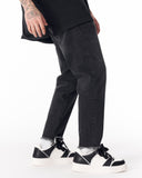 Men's Black Straight Leg Raw Hem Jeans (7)