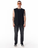 Men's Black Straight Leg Raw Hem Jeans (8)