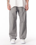 Adjustable Cuff Grey Wide-Leg Trousers