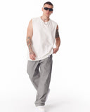 Adjustable Cuff Grey Wide-Leg Trousers (4)