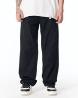 Pantalon Noir à Jambes Larges avec Poignets Réglables
