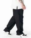Adjustable Cuff Black Wide-Leg Trousers (9)