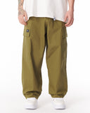Adjustable Cuff Khaki Wide-Leg Trousers