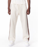 White-Brown Sweatpants With Stripes on Side