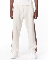 Pantalon de Jogging Blanc-Marron avec Rayures sur le Côté