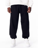 Full Black Corded Joggers With Stitch Details