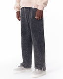 Washed Black Relaxed Fit Sweatpants For Men