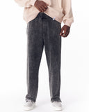 Washed Black Relaxed Fit Sweatpants For Men (2)