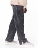 Washed Black Relaxed Fit Sweatpants For Men (4)
