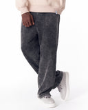 Washed Black Relaxed Fit Sweatpants For Men (6)