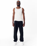 Relaxed Fit Ribbed Black Sweatpants With Drawstring (8)